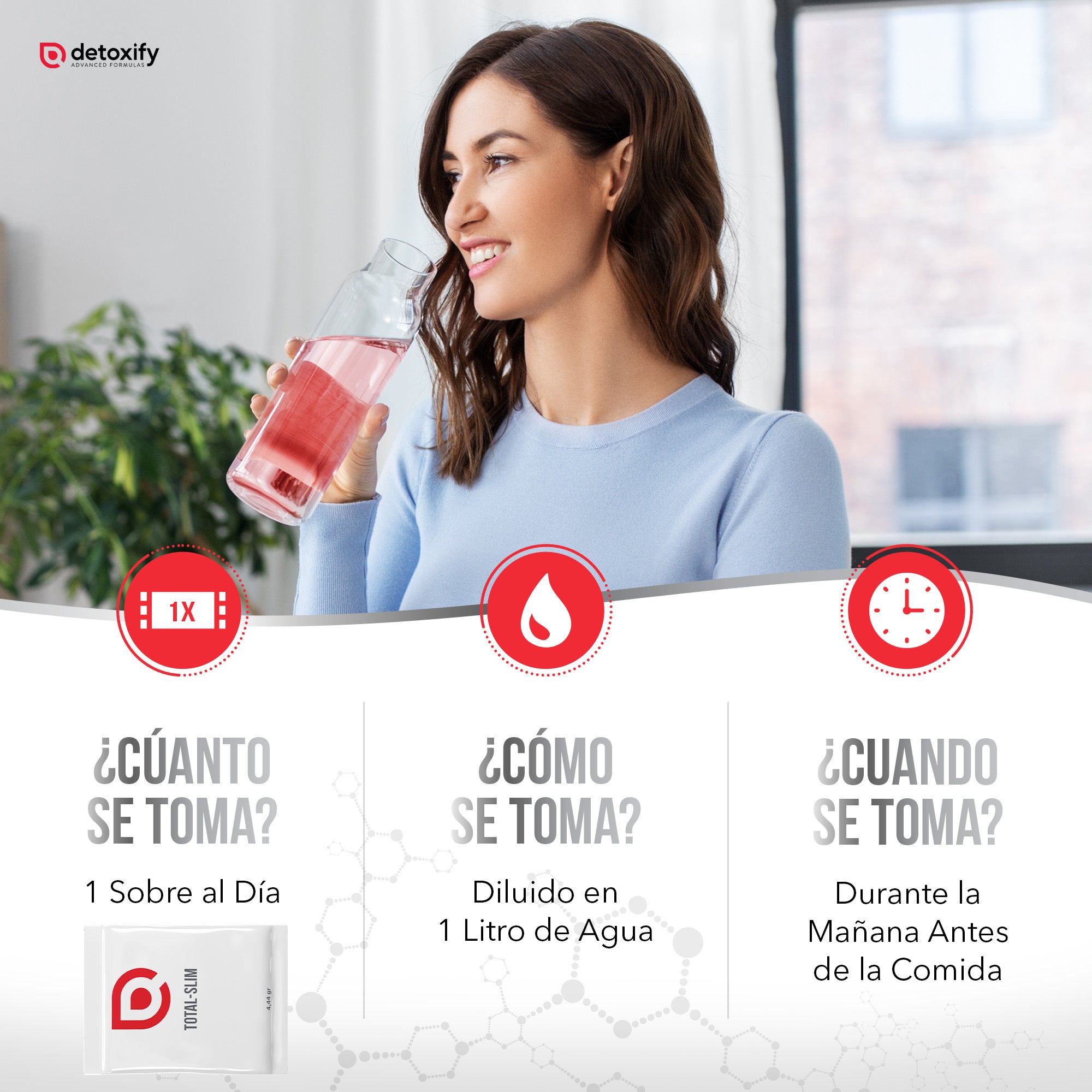 Detoxify Total-Slim | Queimador de Gordura Potente para Emagrecer | Potente Saciante em Saquetas | Garcinia Cambogia Crómio Cavalinha Hibisco | Emagrecimento Rápido e Eficaz Mulher | 15 Dias
