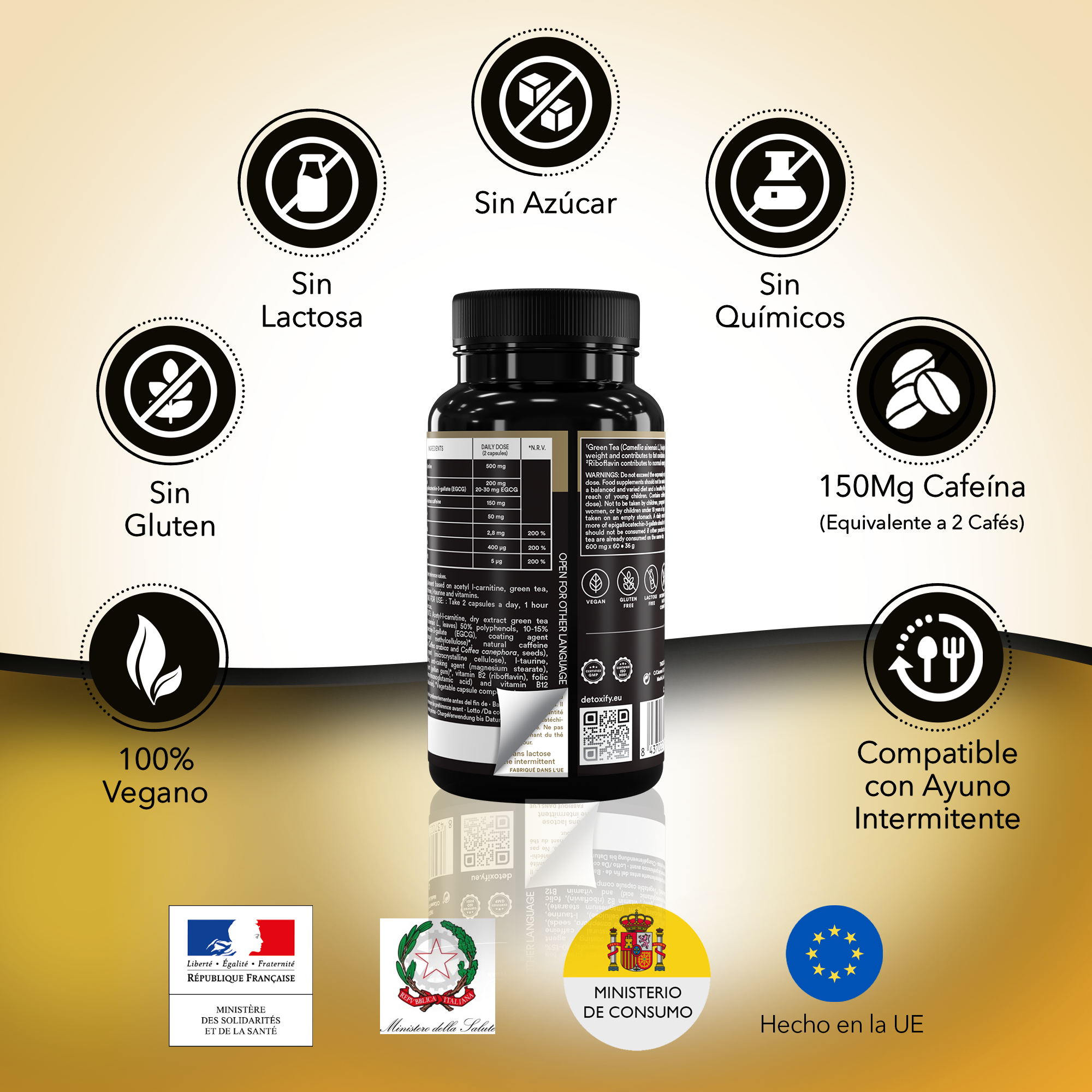 Detoxify Active-Fit | Termogénico Potente Para Emagrecer | L-Carnitina, Chá Verde | Emagrecimento Rápido e Eficaz Mulher | 60 Cápsulas | 30 Dias