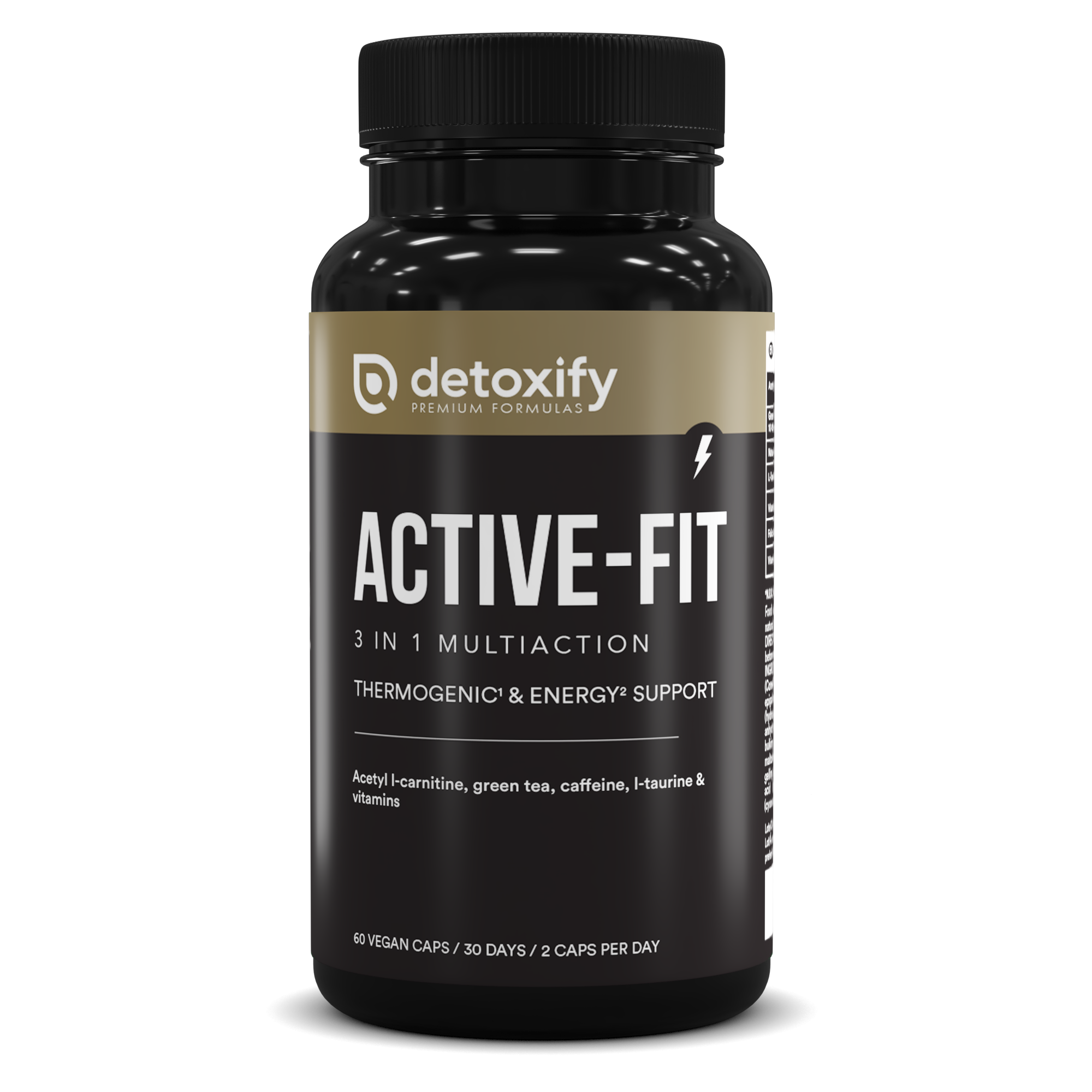 Detoxify Active-Fit | Termogénico Potente Para Emagrecer | L-Carnitina, Chá Verde | Emagrecimento Rápido e Eficaz Mulher | 60 Cápsulas | 30 Dias