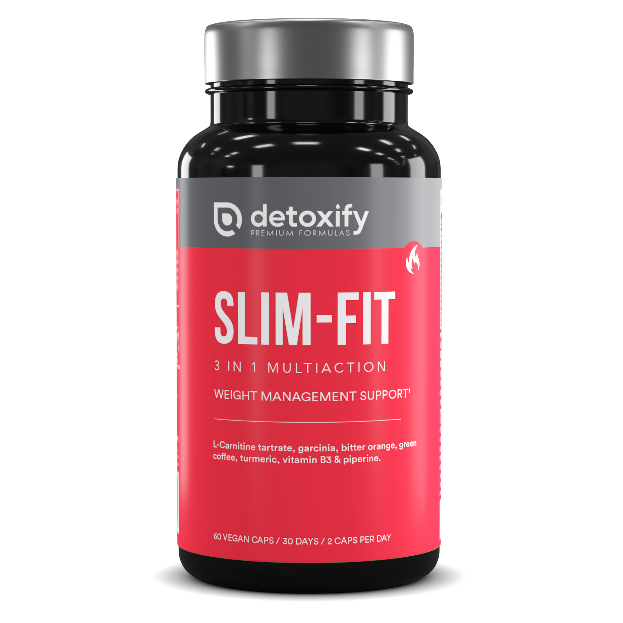 Detoxify Slim-Fit | Queimador de Gordura Potente Para Emagrecer | L-Carnitina Piperina Garcinia Laranja Amarga Café Verde | Sem Cafeína | 30 Dias