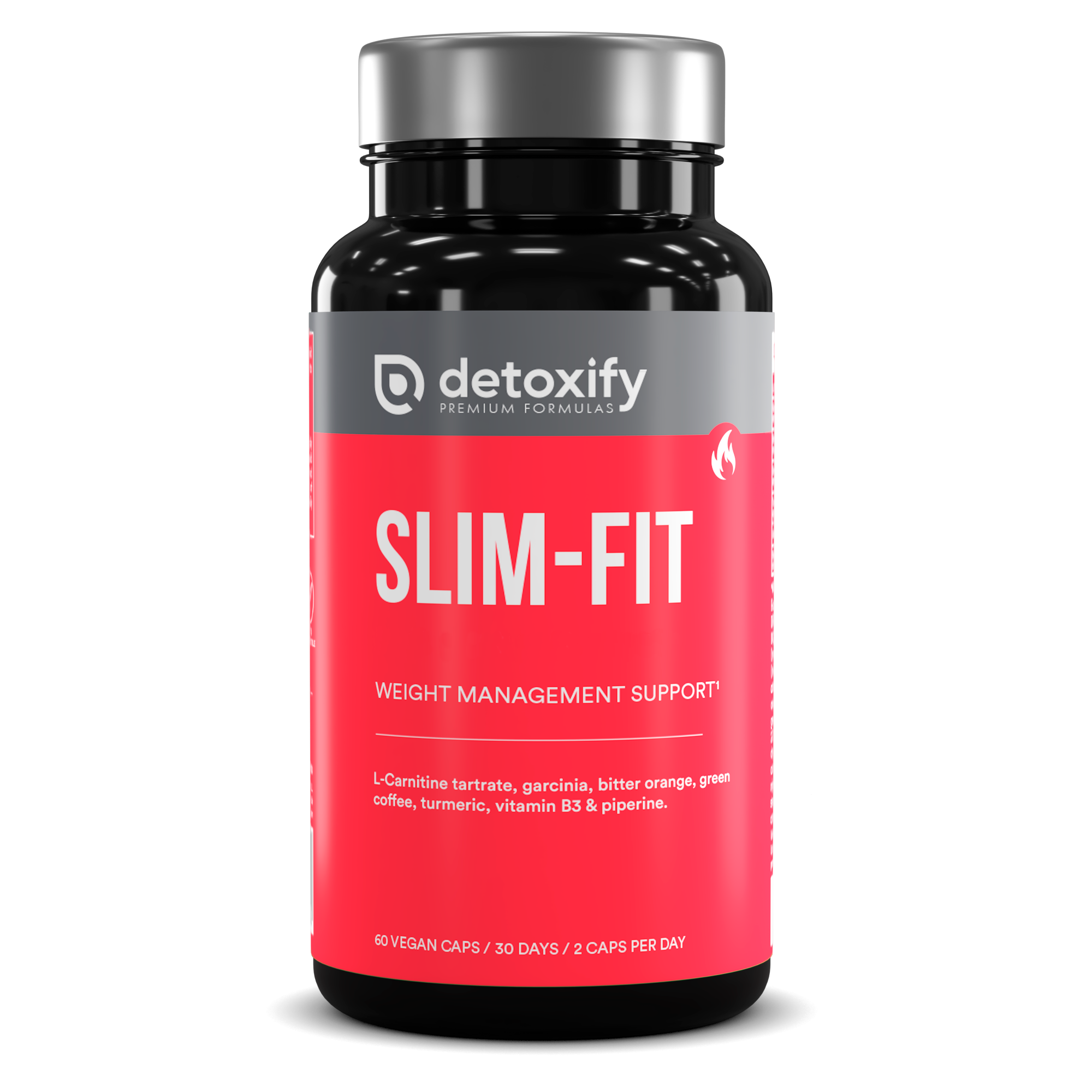 Detoxify Slim-Fit | Queimador de Gordura Potente Para Emagrecer | L-Carnitina Piperina Garcinia Laranja Amarga Café Verde | Sem Cafeína | 30 Dias